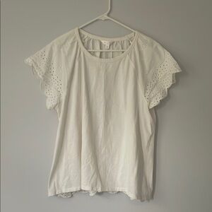 LC Lauren Conrad White Eyelet Sleeve Blouse